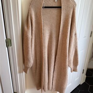 Top shop Cozy Tan Open-Front Sweater